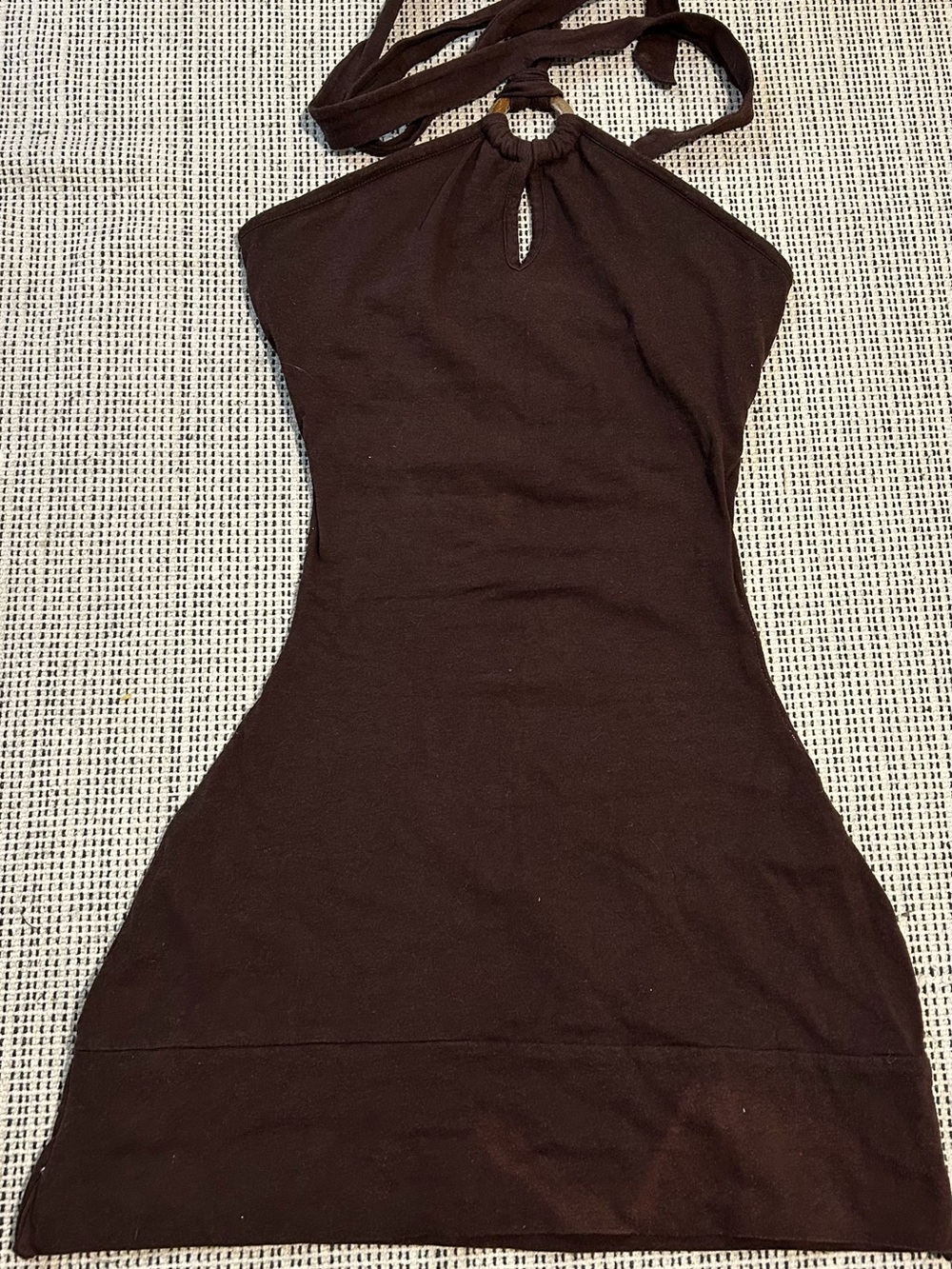 le chateau Brown Halter Mini Dress with Keyhole